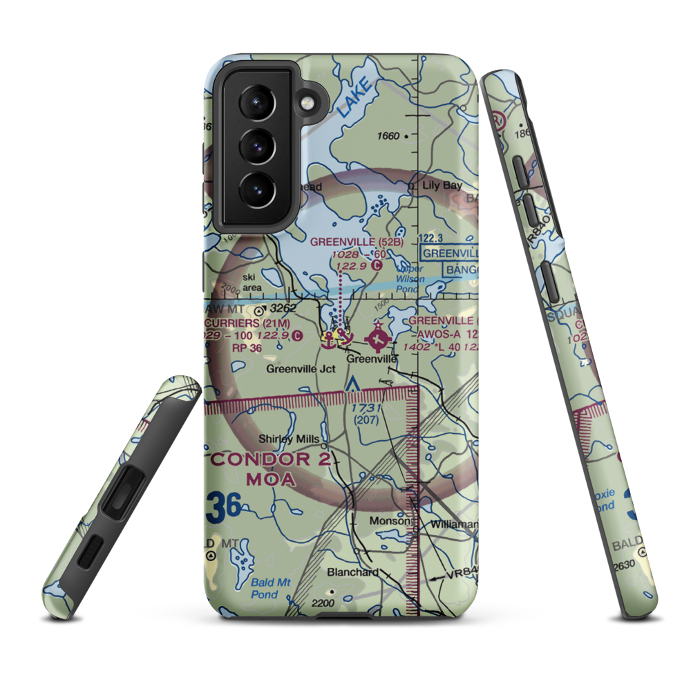Greenville Forestry Seaplane Base (ME30) VFR Sectional Samsung Phone Case Samsung Galaxy S21 Plus model shown