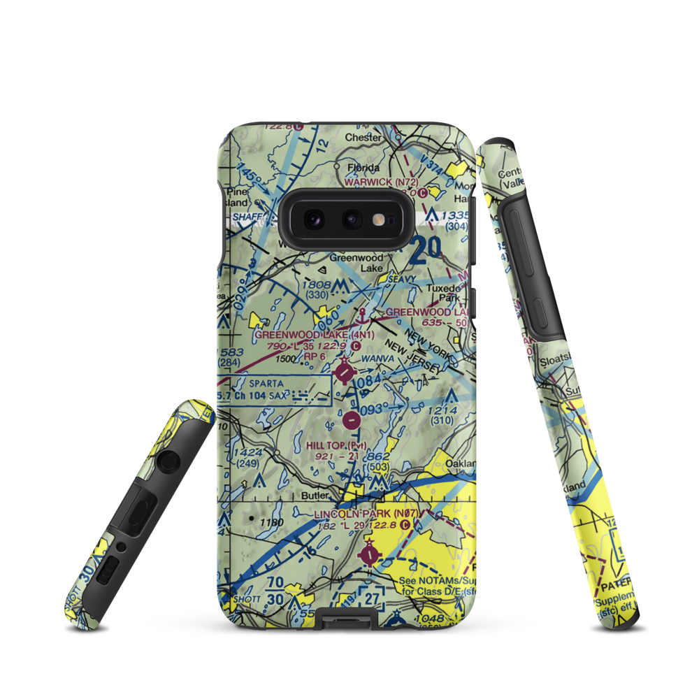 Greenwood Lake Airport (4N1) VFR Sectional Samsung Phone Case Samsung Galaxy S10e model shown