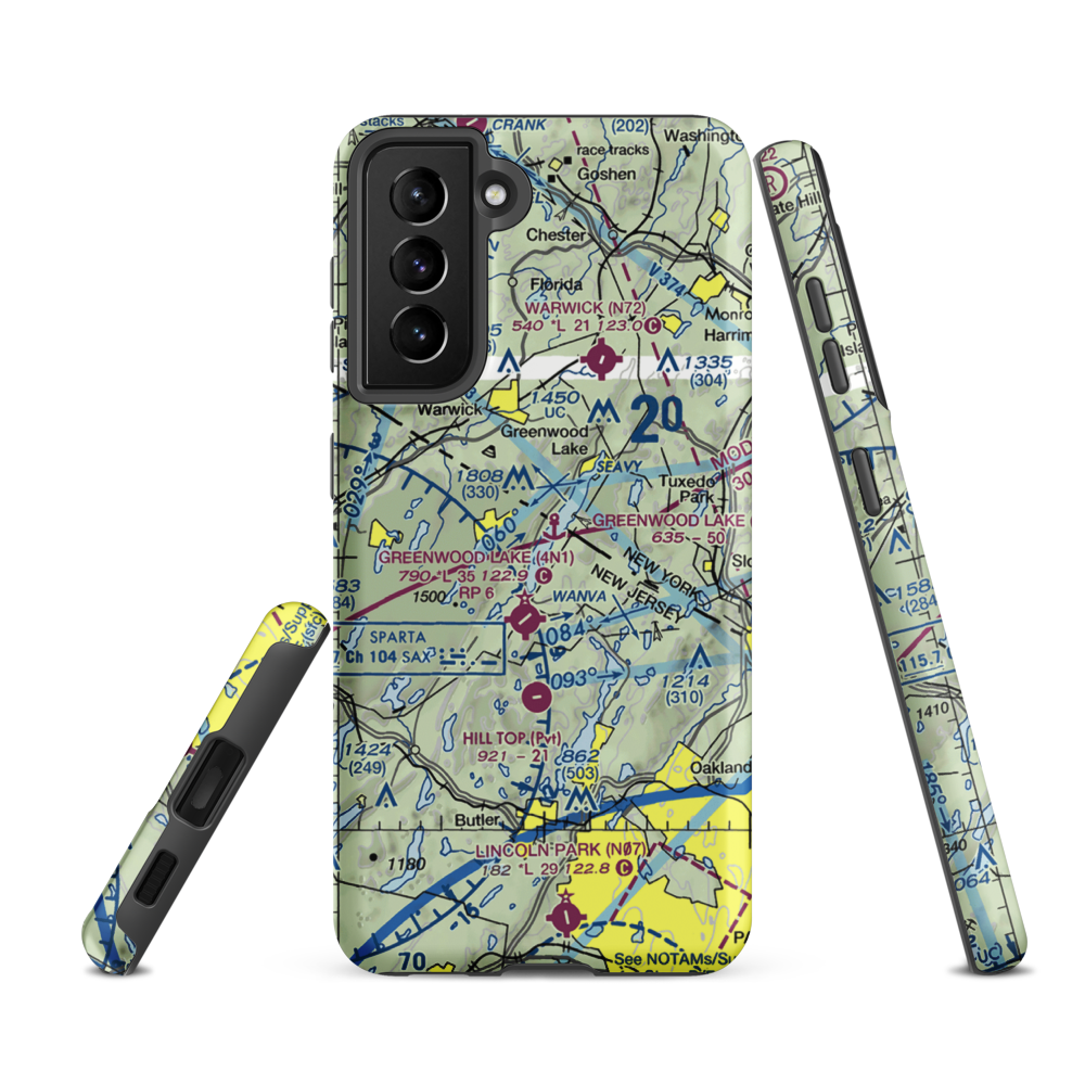Greenwood Lake Seaplane Base (6NJ7) VFR Sectional Samsung Phone Case Samsung Galaxy S21 FE model shown