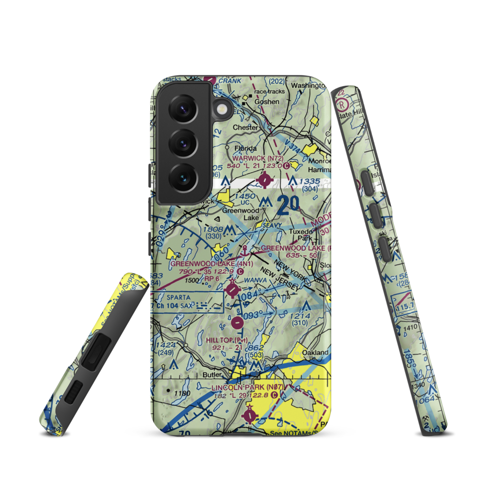 Greenwood Lake Seaplane Base (6NJ7) VFR Sectional Samsung Phone Case Samsung Galaxy S22 model shown