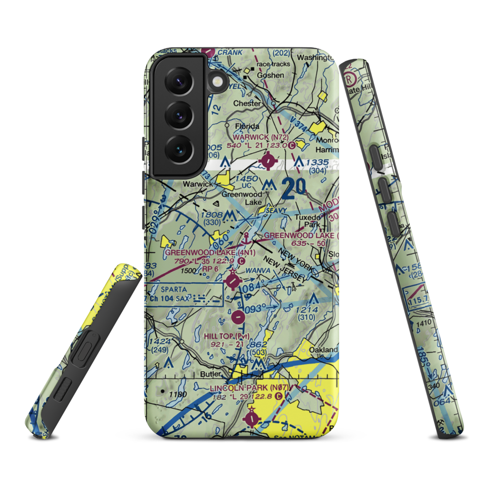 Greenwood Lake Seaplane Base (6NJ7) VFR Sectional Samsung Phone Case Samsung Galaxy S22 Plus model shown