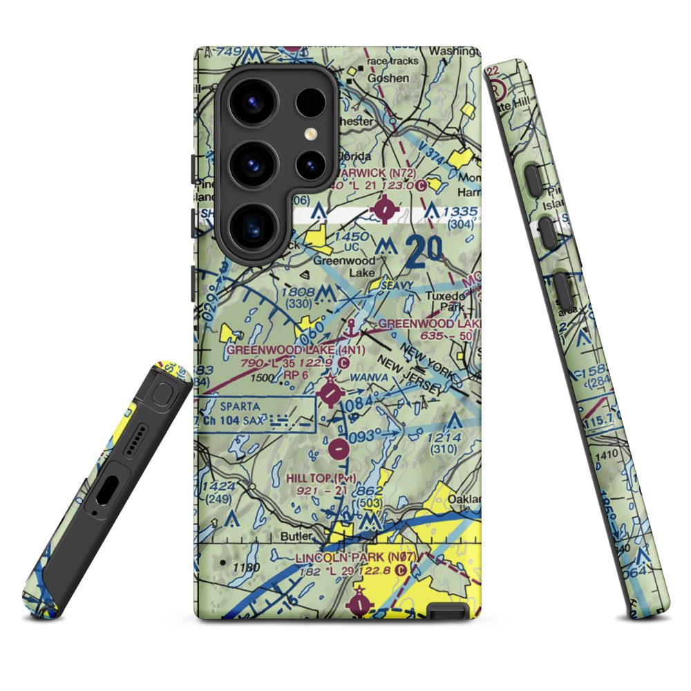 Greenwood Lake Seaplane Base (6NJ7) VFR Sectional Samsung Phone Case Samsung Galaxy S24 Ultra model shown