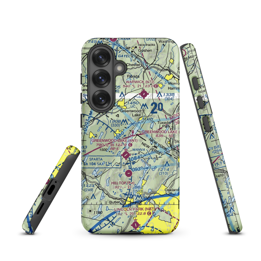 Greenwood Lake Seaplane Base (6NJ7) VFR Sectional Samsung Phone Case Samsung Galaxy S25 model shown