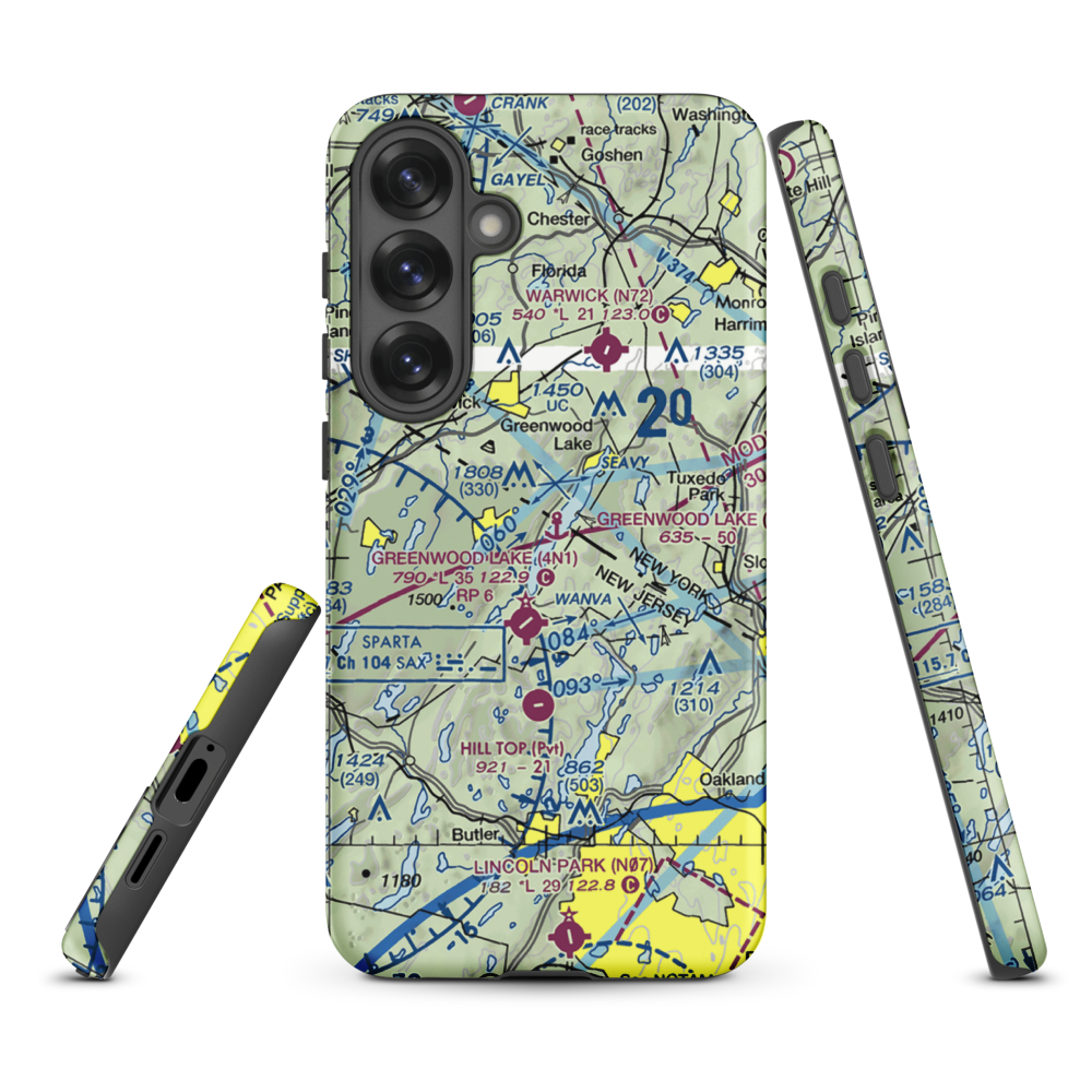 Greenwood Lake Seaplane Base (6NJ7) VFR Sectional Samsung Phone Case Samsung Galaxy S25 Plus model shown