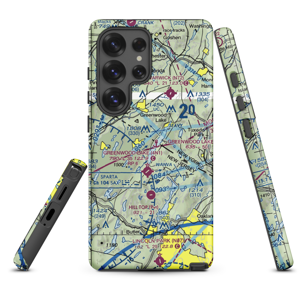 Greenwood Lake Seaplane Base (6NJ7) VFR Sectional Samsung Phone Case Samsung Galaxy S25 Ultra model shown