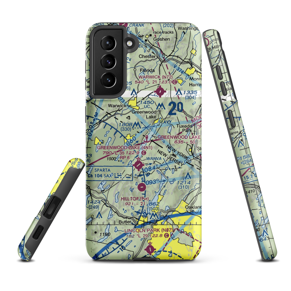Greenwood Lake Seaplane Base (6NJ7) VFR Sectional Samsung Phone Case Samsung Galaxy S21 Plus model shown