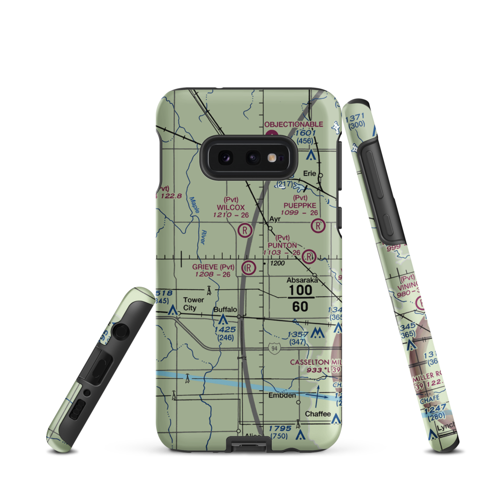 Grieve Airport (ND59) VFR Sectional Samsung Phone Case Samsung Galaxy S10 Plus model shown
