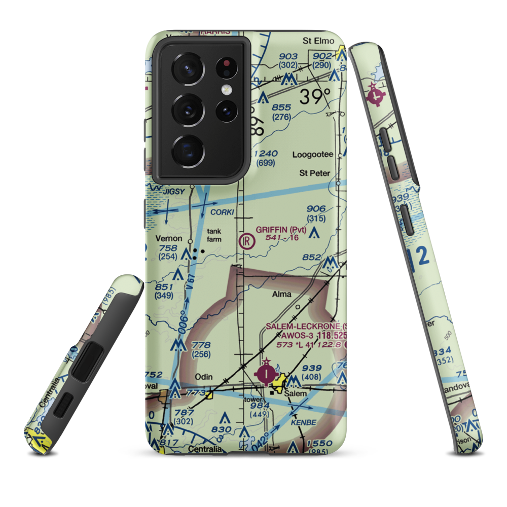 Griffin Airport (0IL2) VFR Sectional Samsung Phone Case Samsung Galaxy S21 Ultra model shown