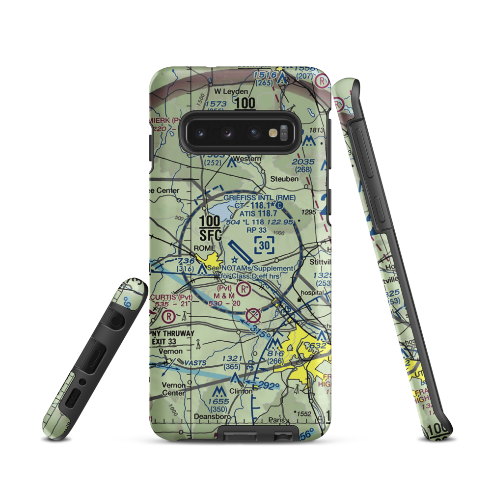 Griffiss International Airport (RME) VFR Sectional Samsung Phone Case Samsung Galaxy S10 model shown