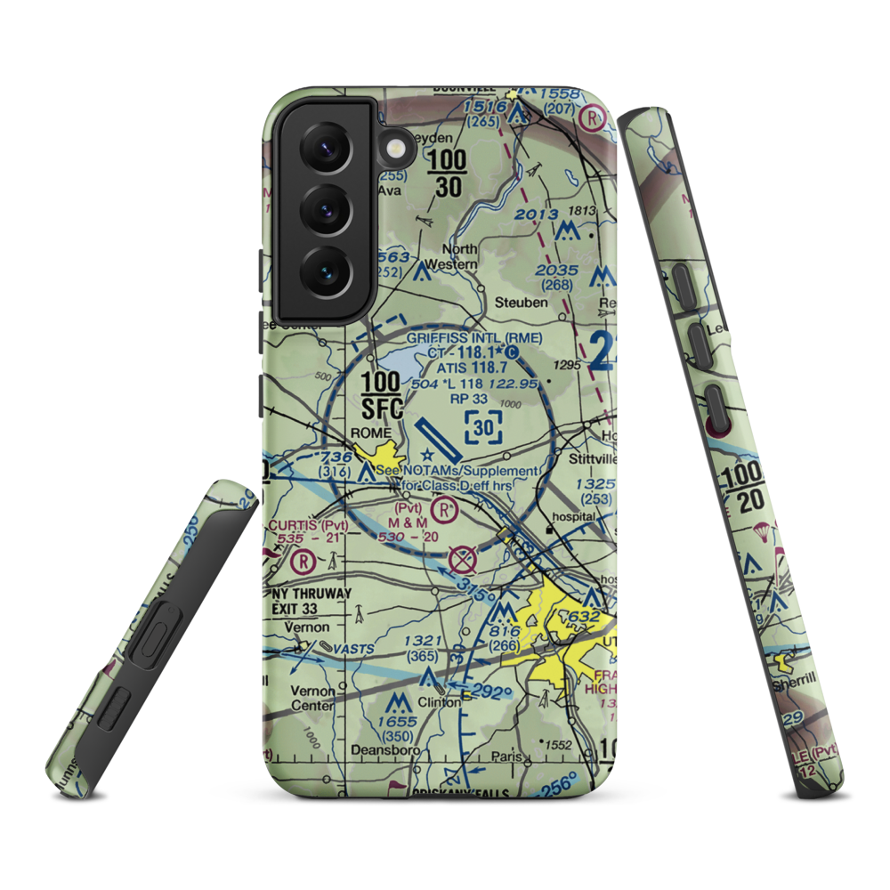 Griffiss International Airport (RME) VFR Sectional Samsung Phone Case Samsung Galaxy S22 Plus model shown