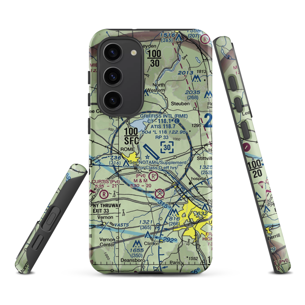 Griffiss International Airport (RME) VFR Sectional Samsung Phone Case Samsung Galaxy S23 Plus model shown