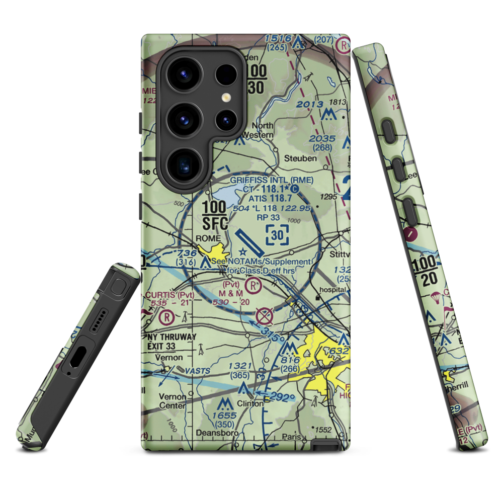 Griffiss International Airport (RME) VFR Sectional Samsung Phone Case Samsung Galaxy S24 Ultra model shown