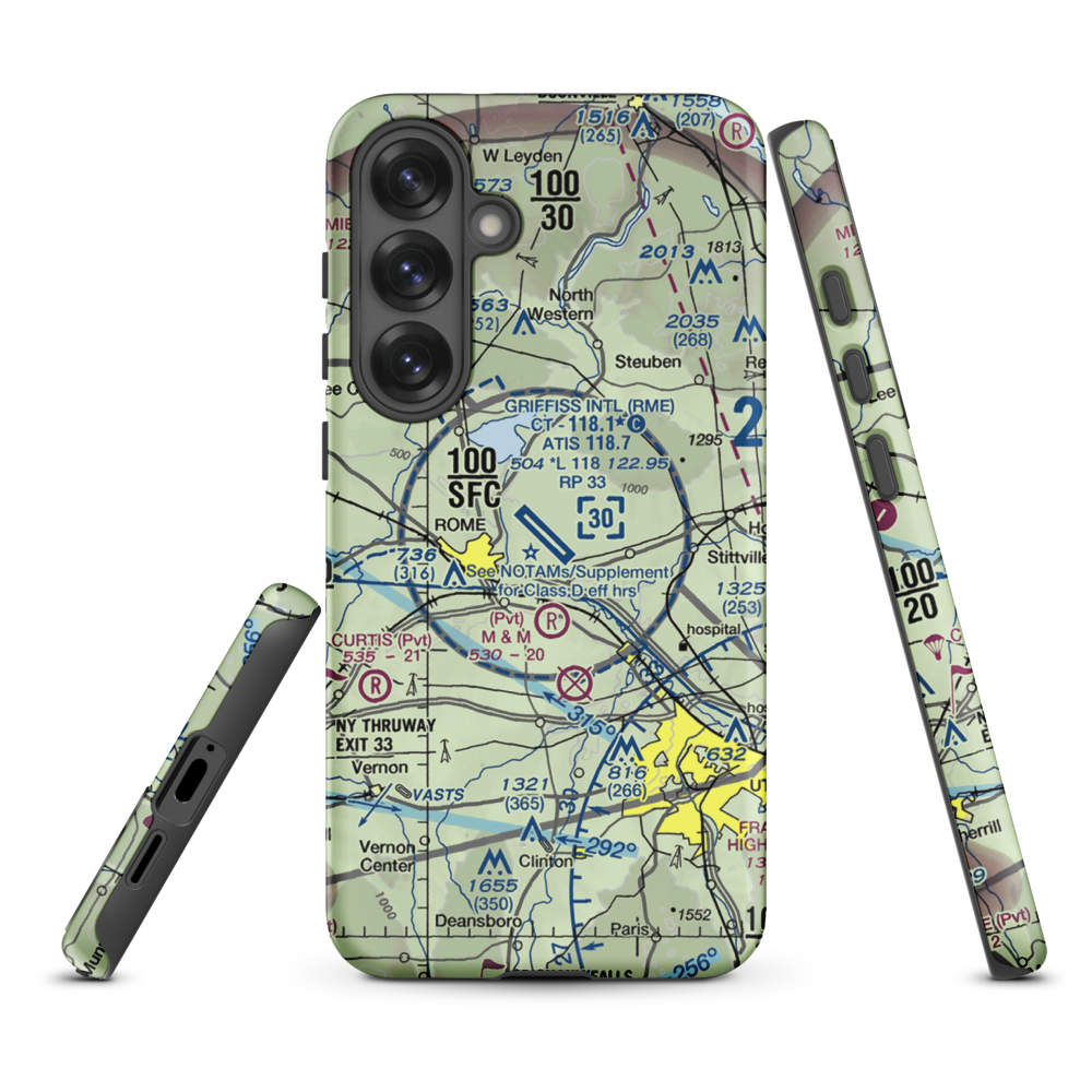 Griffiss International Airport (RME) VFR Sectional Samsung Phone Case Samsung Galaxy S25 Plus model shown