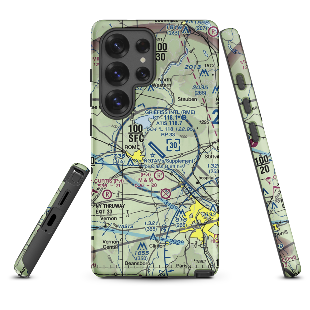 Griffiss International Airport (RME) VFR Sectional Samsung Phone Case Samsung Galaxy S25 Ultra model shown