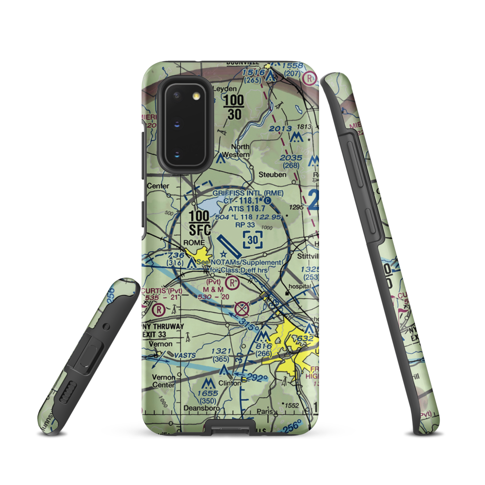 Griffiss International Airport (RME) VFR Sectional Samsung Phone Case Samsung Galaxy S20 model shown