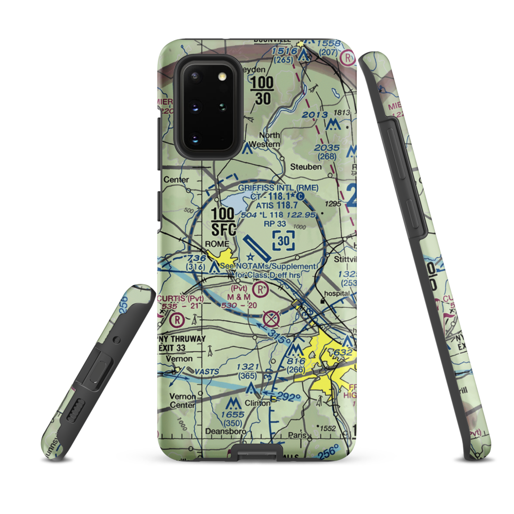 Griffiss International Airport (RME) VFR Sectional Samsung Phone Case Samsung Galaxy S20 Plus model shown