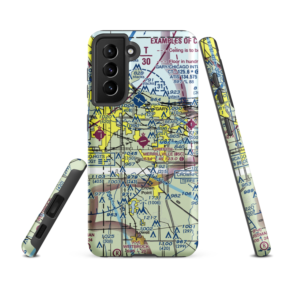 Griffith-Merrillville Airport (05C) VFR Sectional Samsung Phone Case Samsung Galaxy S21 FE model shown