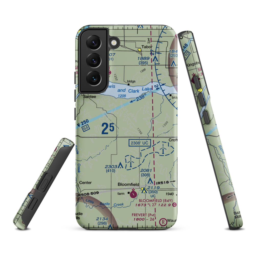 Grimm Farm Airport (31NE) VFR Sectional Samsung Phone Case Samsung Galaxy S22 Plus model shown
