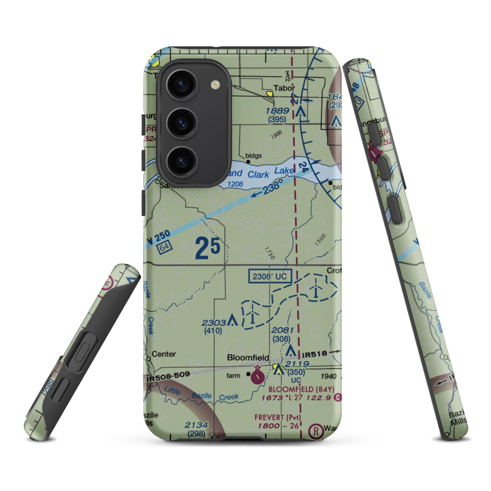 Grimm Farm Airport (31NE) VFR Sectional Samsung Phone Case Samsung Galaxy S23 Plus model shown