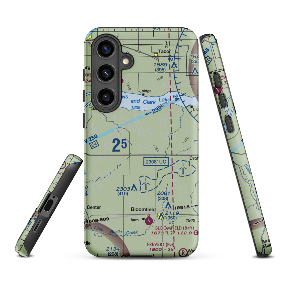 Grimm Farm Airport (31NE) VFR Sectional Samsung Phone Case Samsung Galaxy S24 Plus model shown