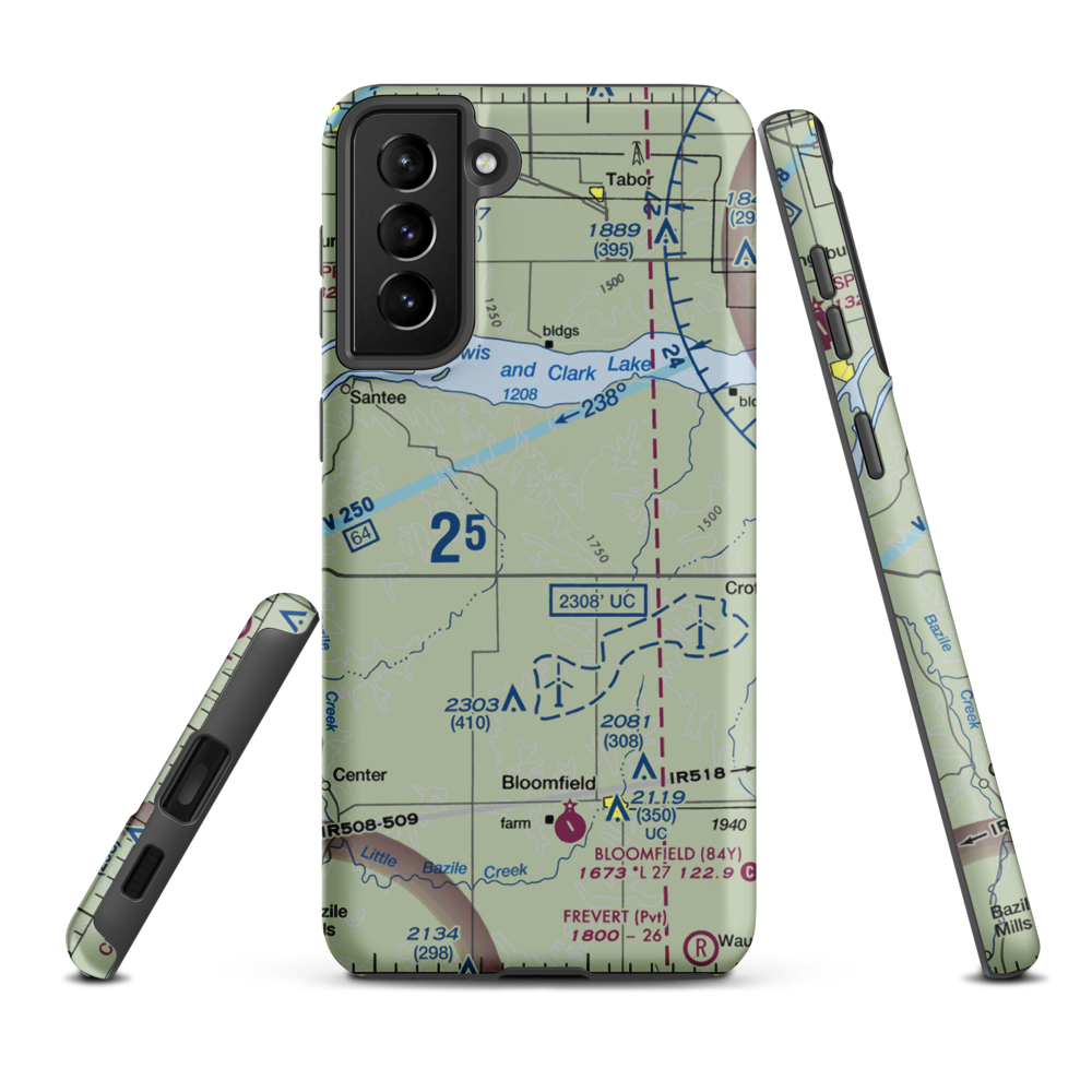 Grimm Farm Airport (31NE) VFR Sectional Samsung Phone Case Samsung Galaxy S21 Plus model shown