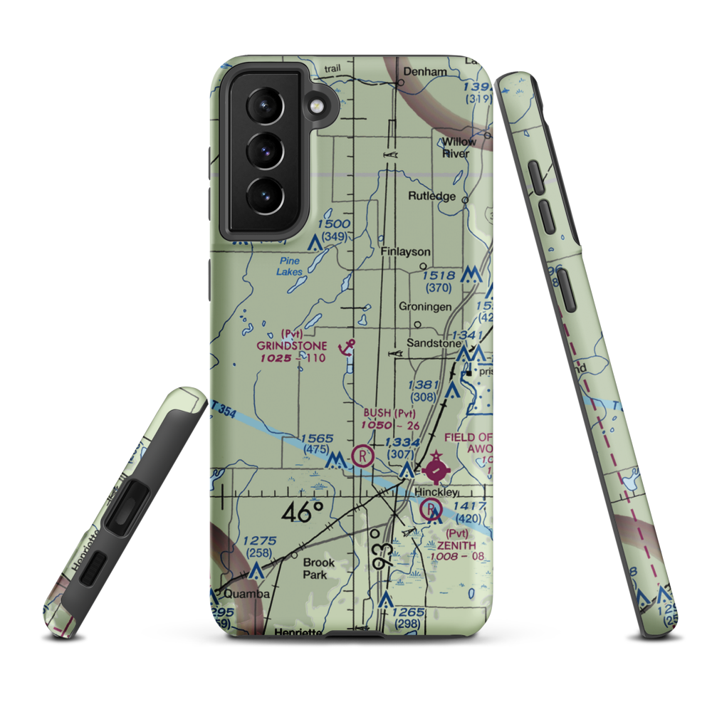Grindstone Lake Seaplane Base (0MN2) VFR Sectional Samsung Phone Case Samsung Galaxy S21 FE model shown