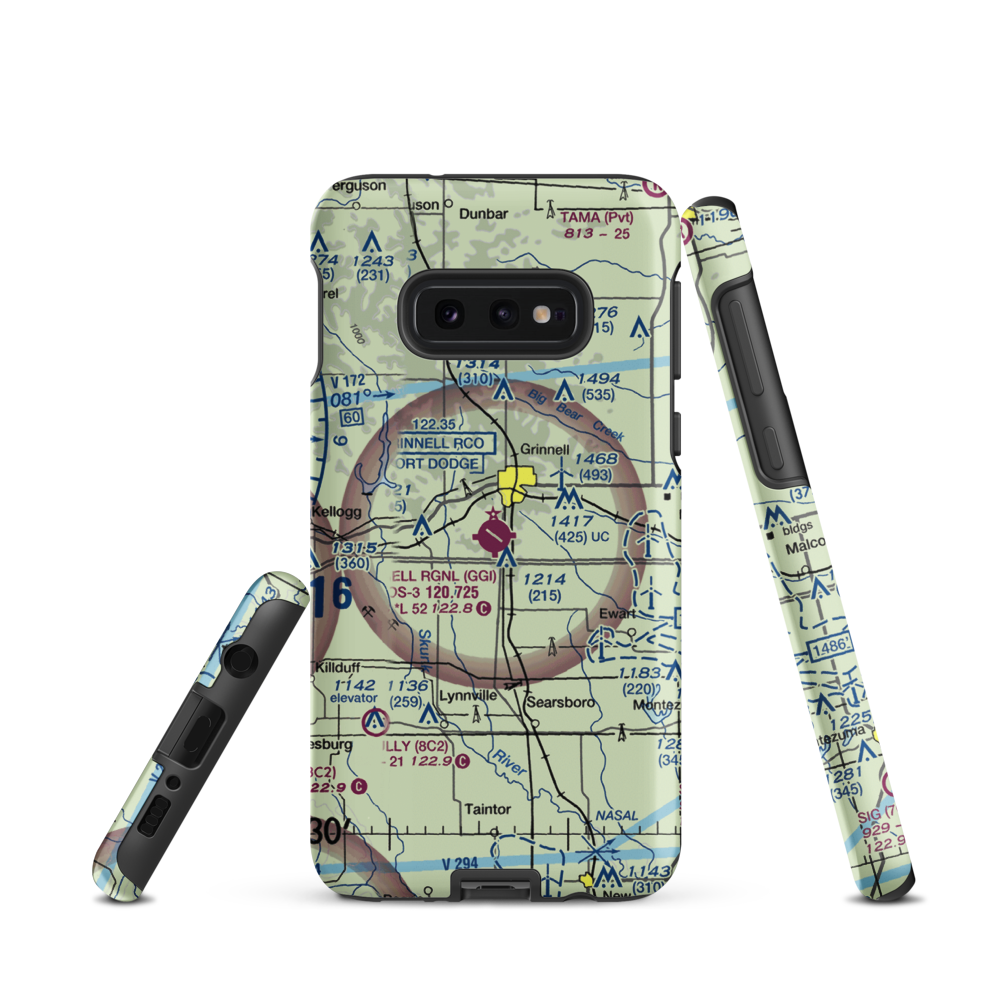 Grinnell Regional Airport (GGI) VFR Sectional Samsung Phone Case Samsung Galaxy S10 Plus model shown