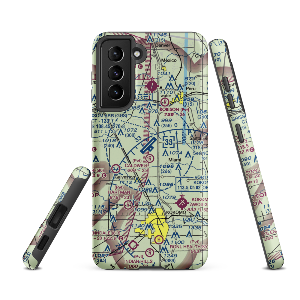 Grissom Air Reserve Base (GUS) VFR Sectional Samsung Phone Case Samsung Galaxy S21 FE model shown