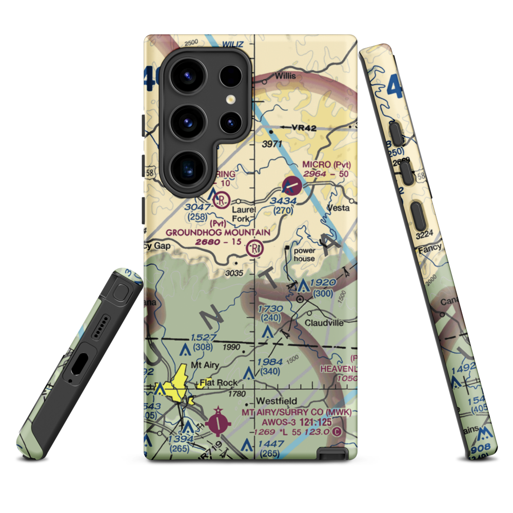 Groundhog Mountain Airport (00VI) VFR Sectional Samsung Phone Case Samsung Galaxy S24 Ultra model shown