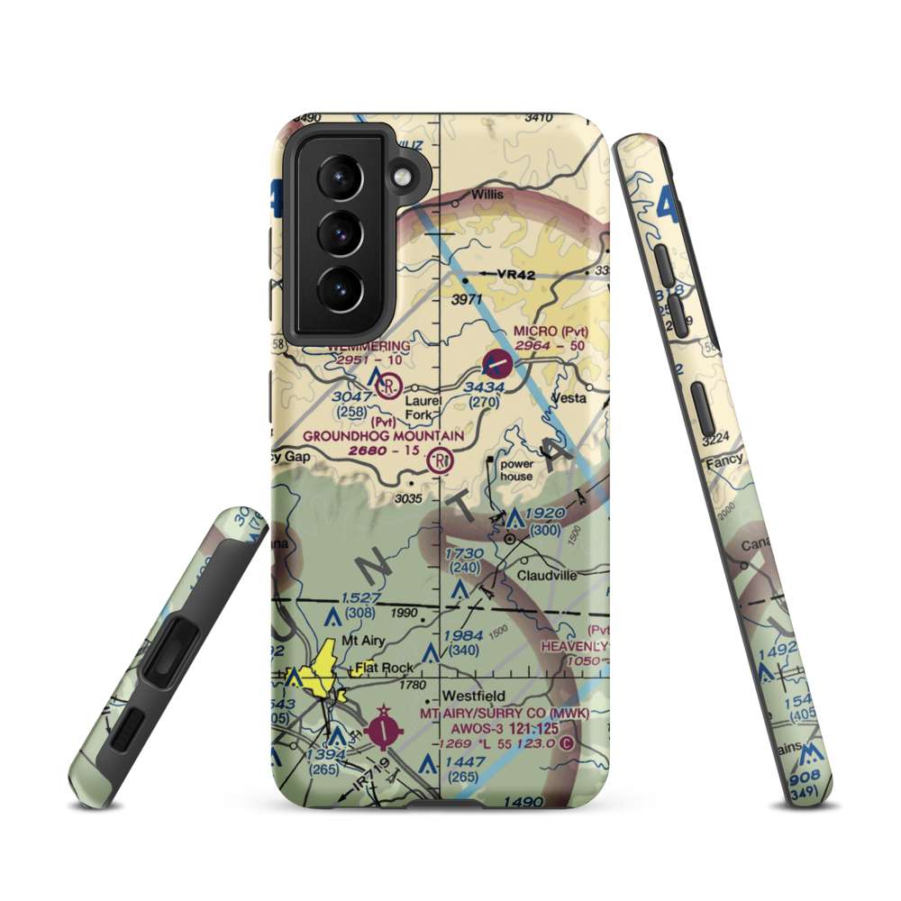 Groundhog Mountain Airport (00VI) VFR Sectional Samsung Phone Case Samsung Galaxy S21 model shown