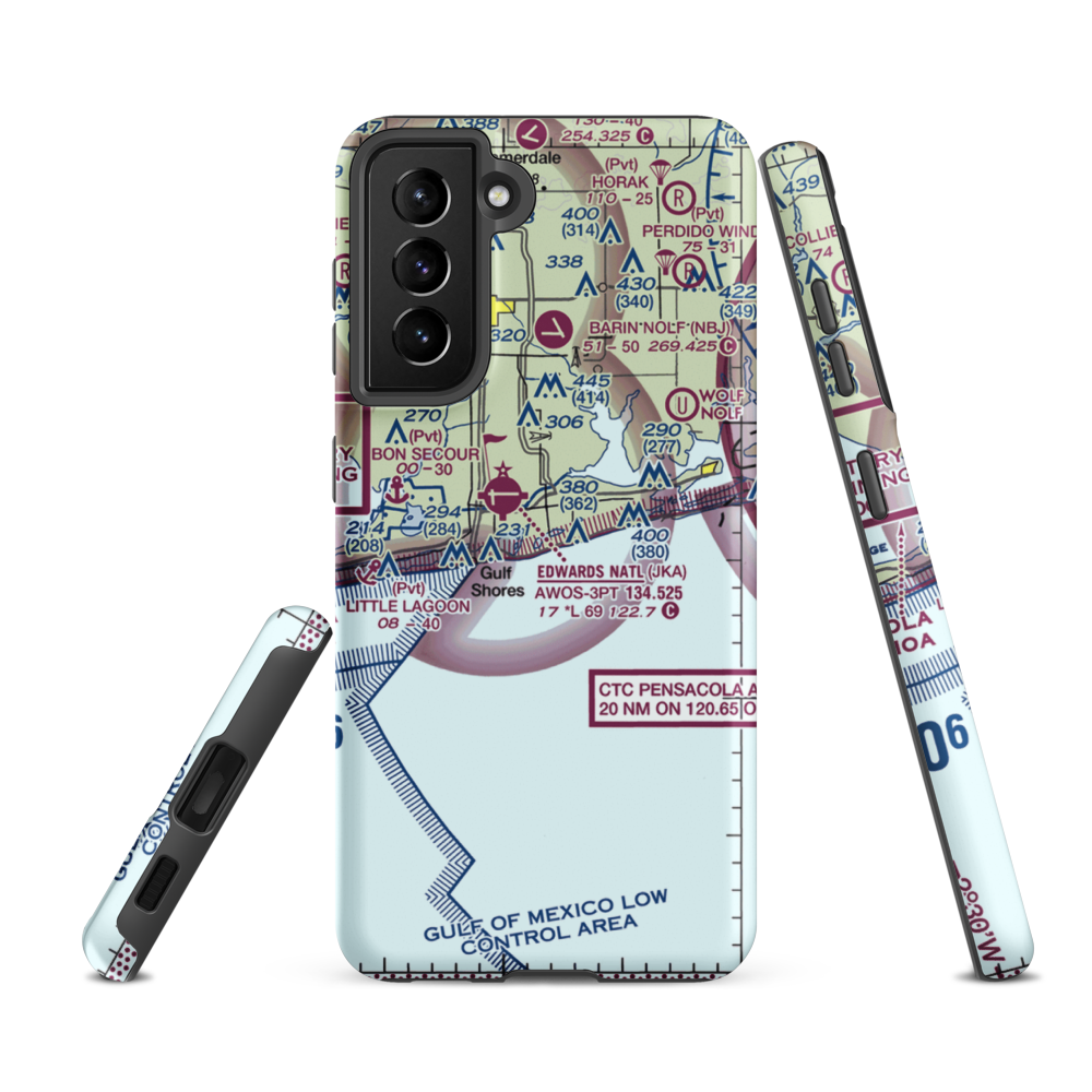 Gulf State Park Seaplane Base (AL75) VFR Sectional Samsung Phone Case Samsung Galaxy S21 FE model shown