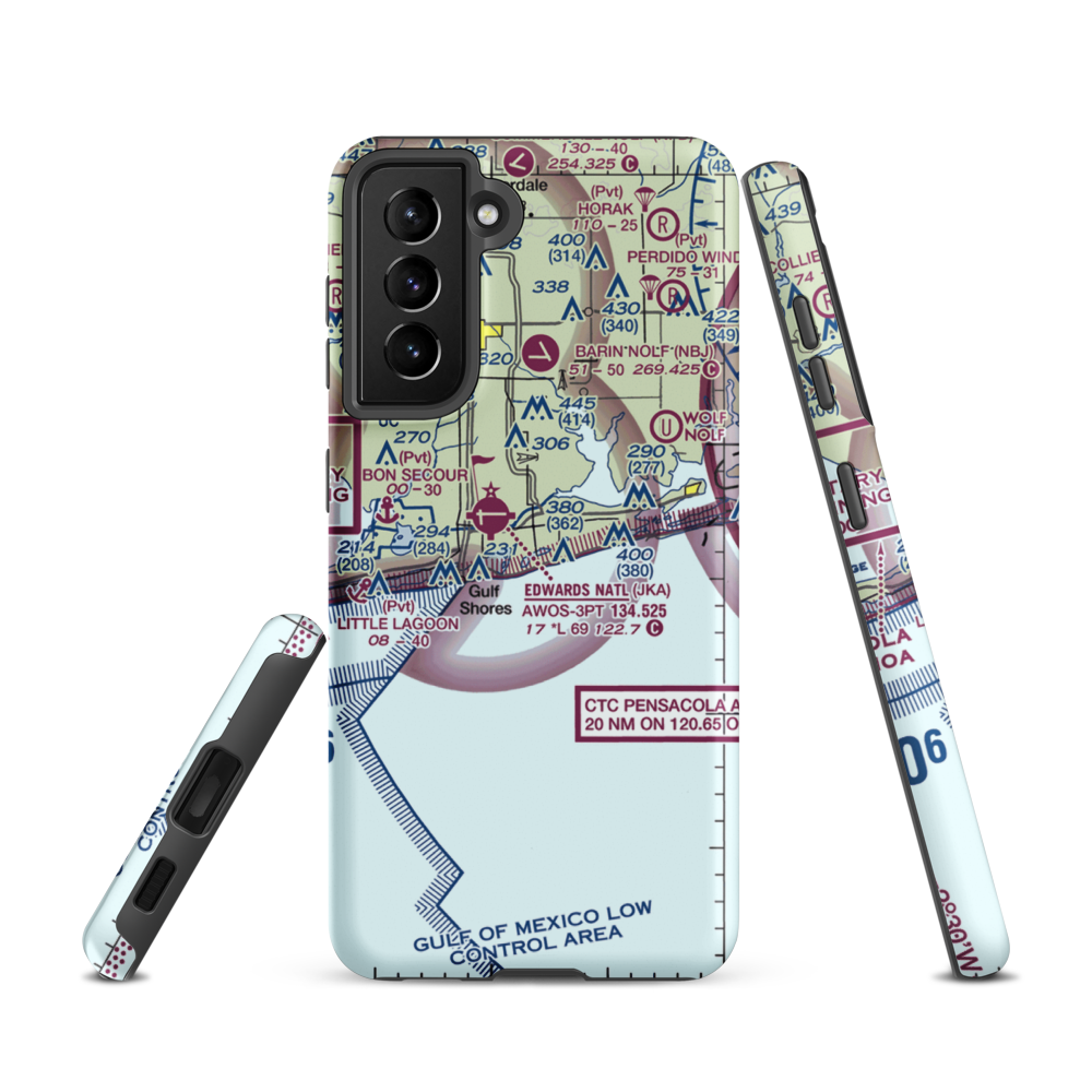 Gulf State Park Seaplane Base (AL75) VFR Sectional Samsung Phone Case Samsung Galaxy S21 model shown
