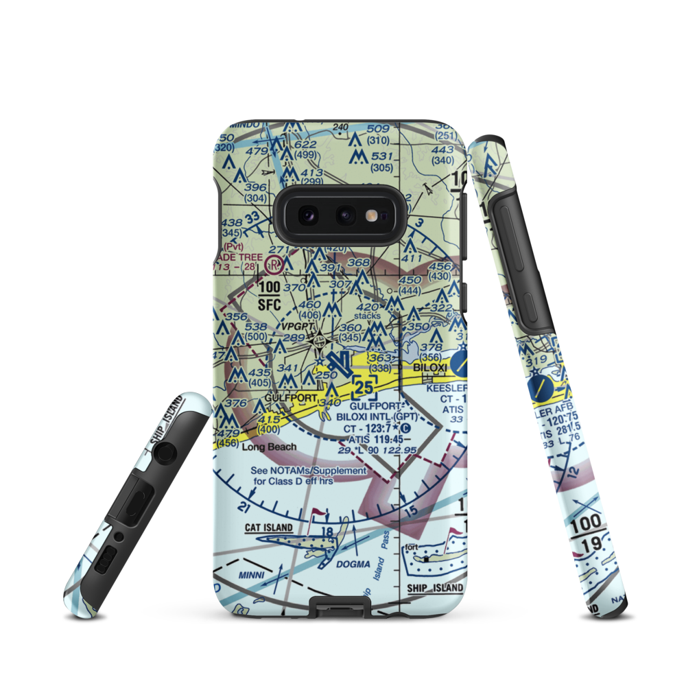 Gulfport Biloxi International Airport (GPT) VFR Sectional Samsung Phone Case Samsung Galaxy S10e model shown