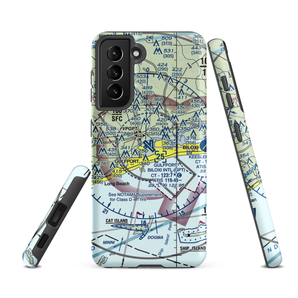 Gulfport Biloxi International Airport (GPT) VFR Sectional Samsung Phone Case Samsung Galaxy S21 Ultra model shown