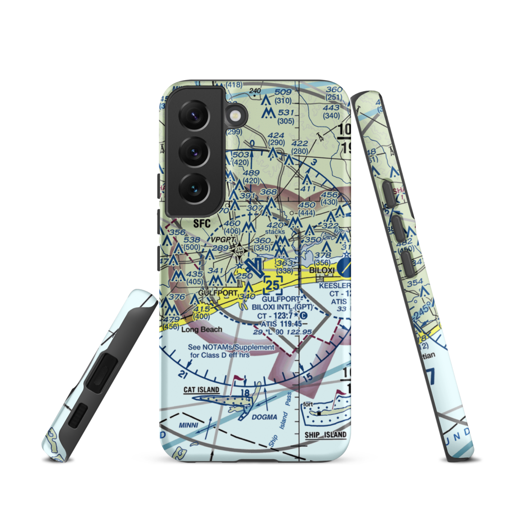 Gulfport Biloxi International Airport (GPT) VFR Sectional Samsung Phone Case Samsung Galaxy S22 model shown