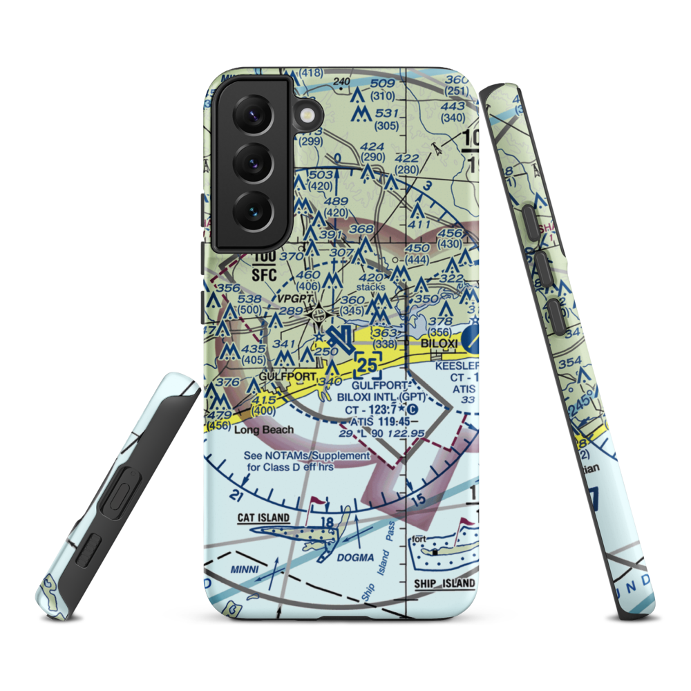 Gulfport Biloxi International Airport (GPT) VFR Sectional Samsung Phone Case Samsung Galaxy S22 Plus model shown