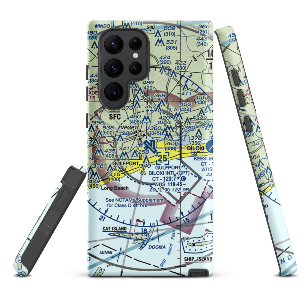 Gulfport Biloxi International Airport (GPT) VFR Sectional Samsung Phone Case Samsung Galaxy S22 Ultra model shown