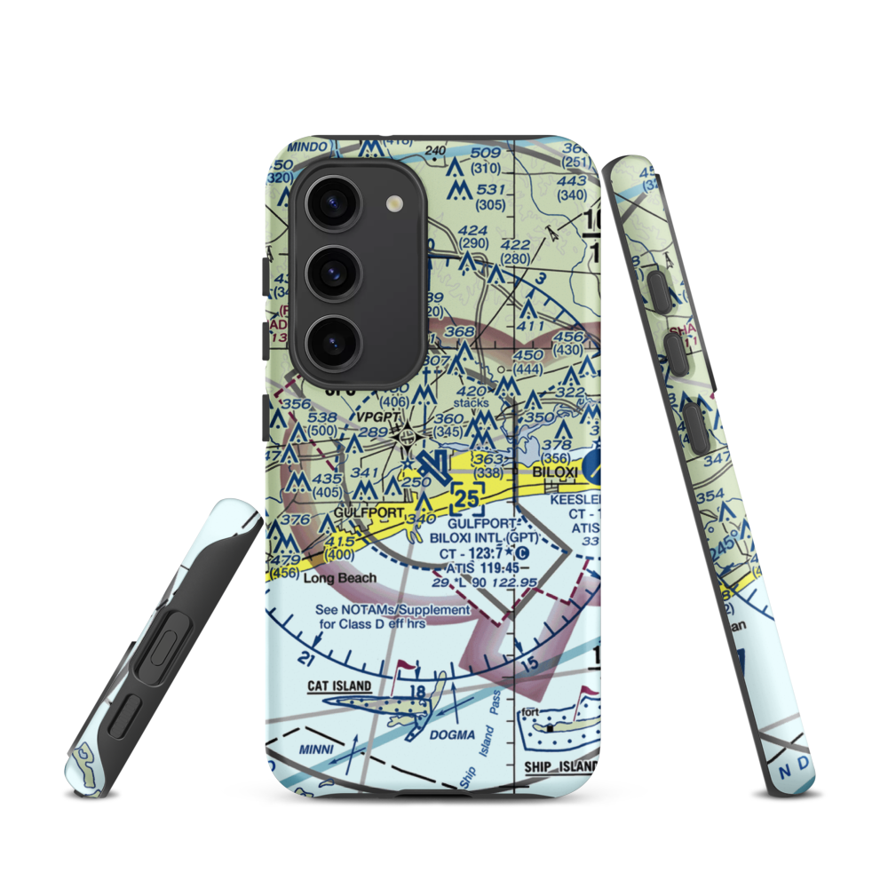 Gulfport Biloxi International Airport (GPT) VFR Sectional Samsung Phone Case Samsung Galaxy S23 model shown