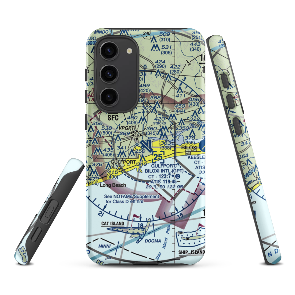 Gulfport Biloxi International Airport (GPT) VFR Sectional Samsung Phone Case Samsung Galaxy S23 Plus model shown