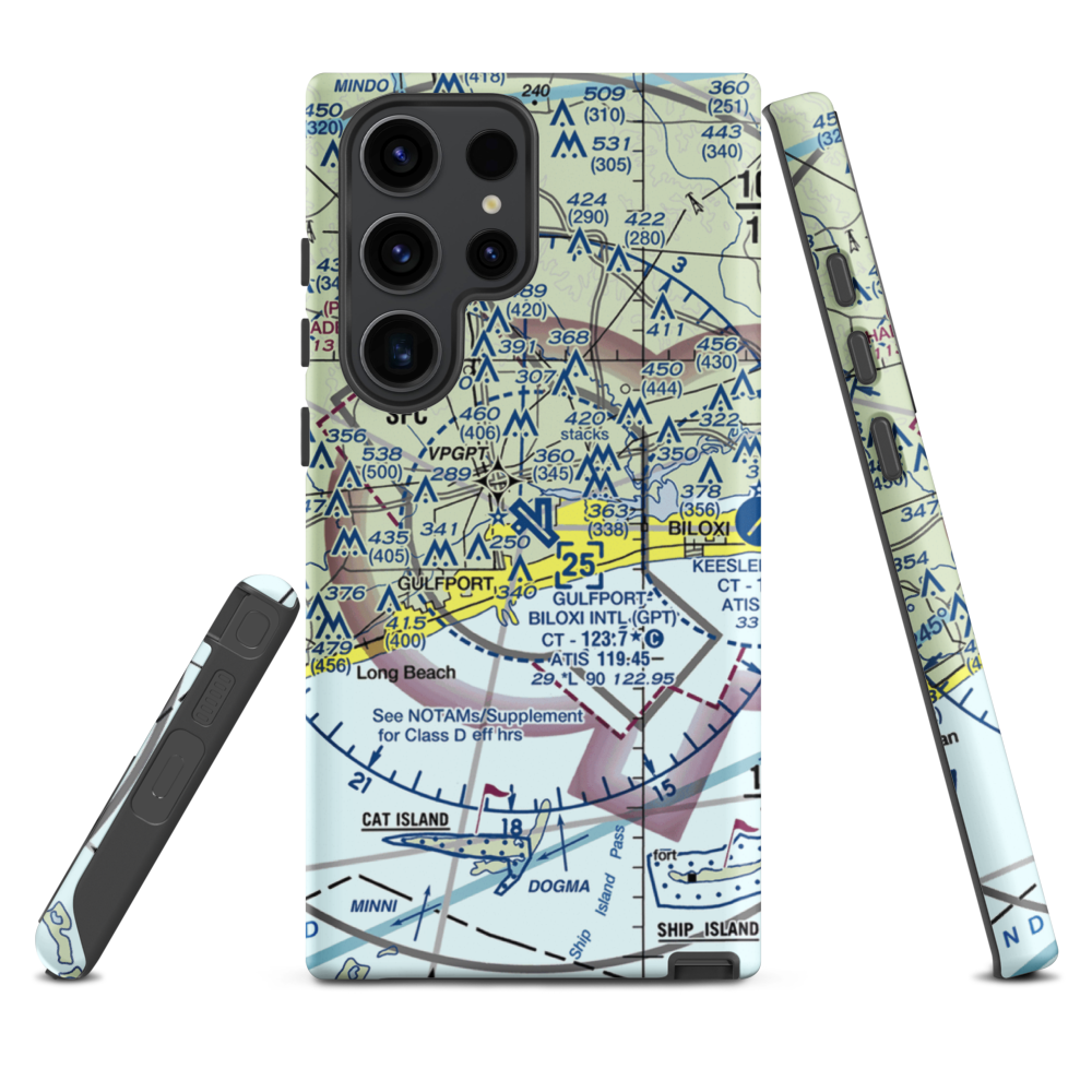 Gulfport Biloxi International Airport (GPT) VFR Sectional Samsung Phone Case Samsung Galaxy S23 Ultra model shown