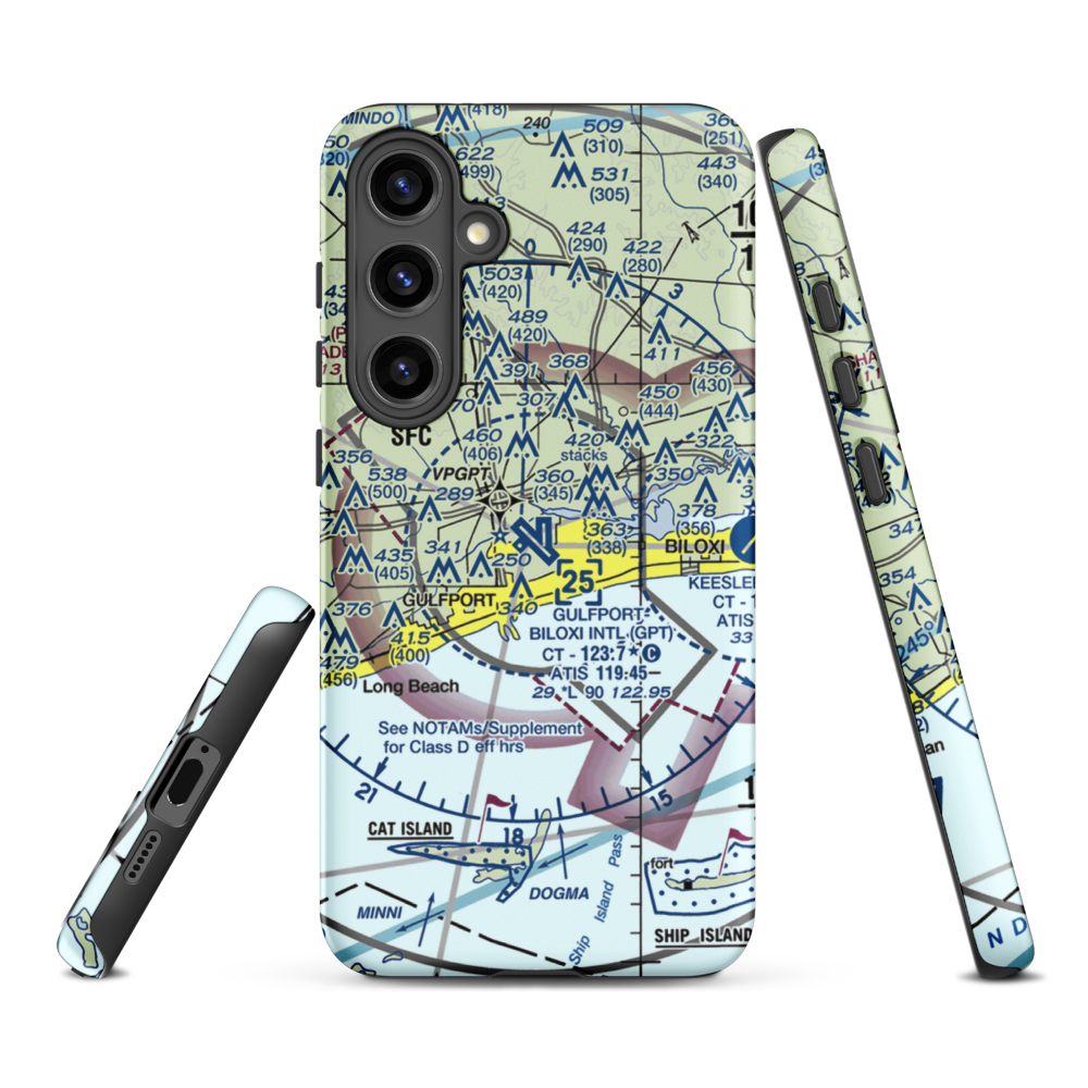 Gulfport Biloxi International Airport (GPT) VFR Sectional Samsung Phone Case Samsung Galaxy S24 Plus model shown