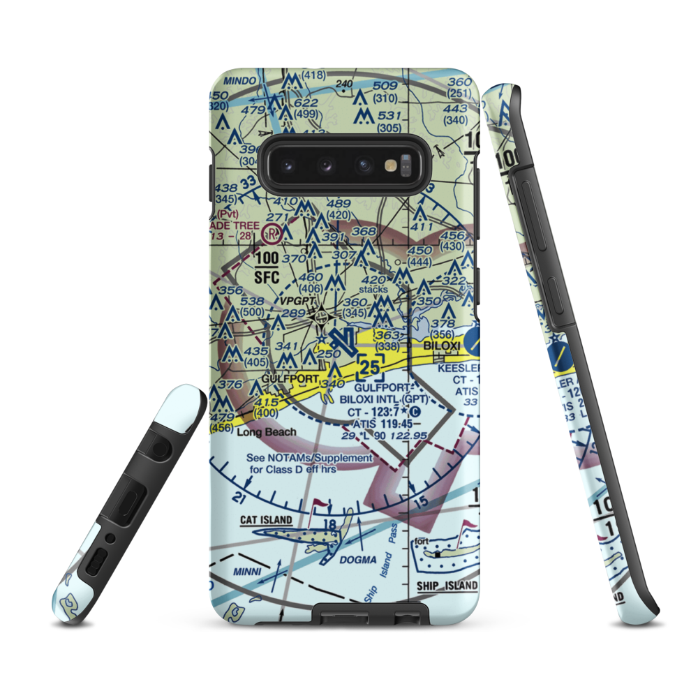 Gulfport Biloxi International Airport (GPT) VFR Sectional Samsung Phone Case Samsung Galaxy S10 Plus model shown