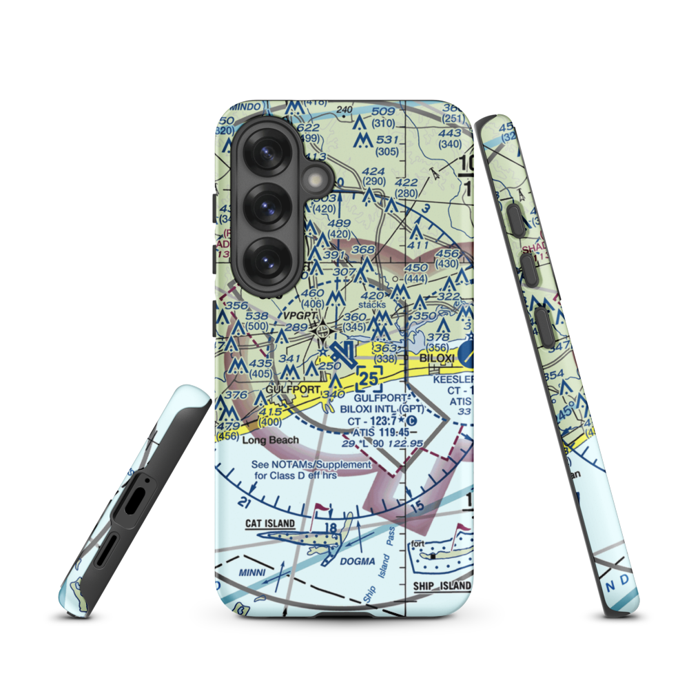 Gulfport Biloxi International Airport (GPT) VFR Sectional Samsung Phone Case Samsung Galaxy S25 model shown