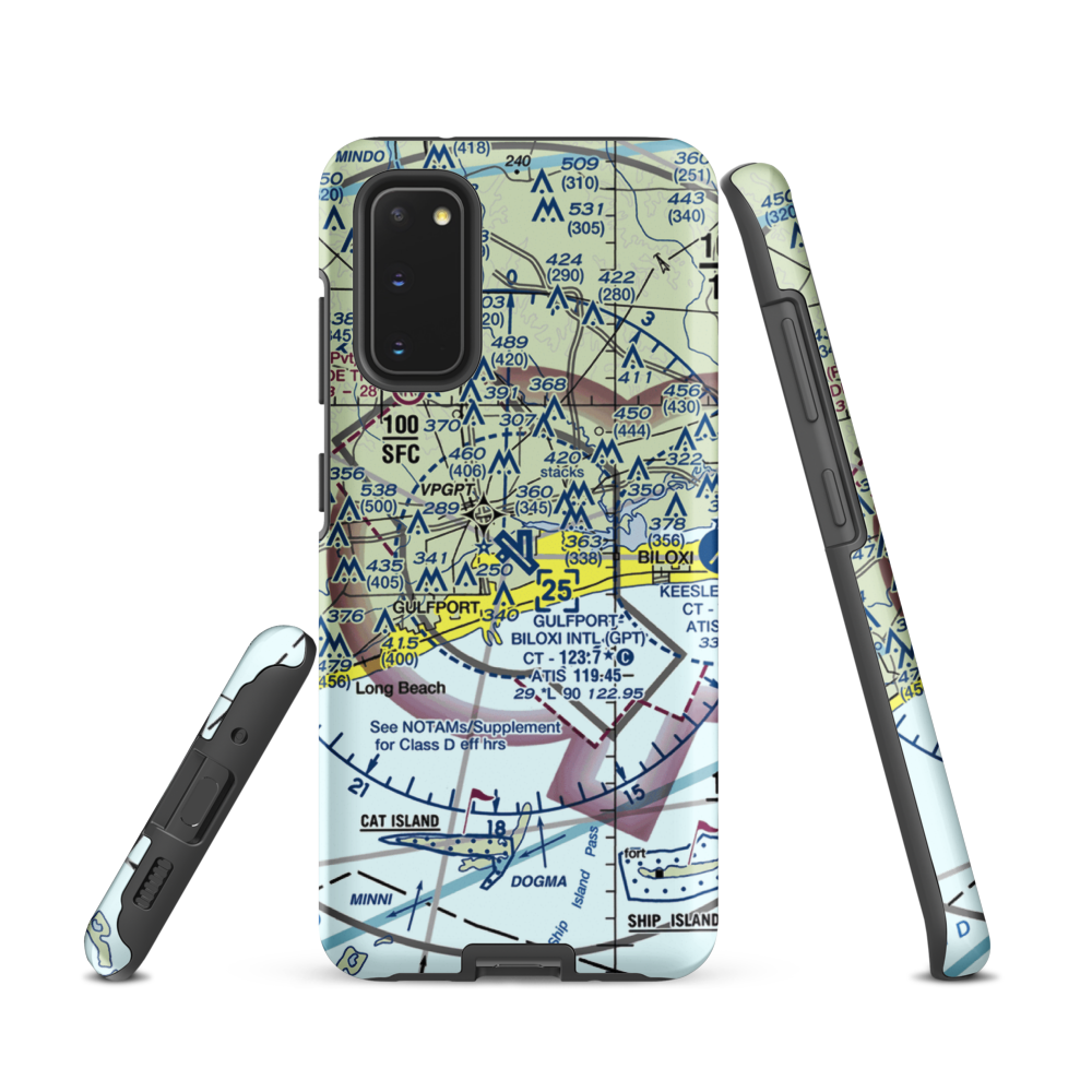 Gulfport Biloxi International Airport (GPT) VFR Sectional Samsung Phone Case Samsung Galaxy S20 model shown