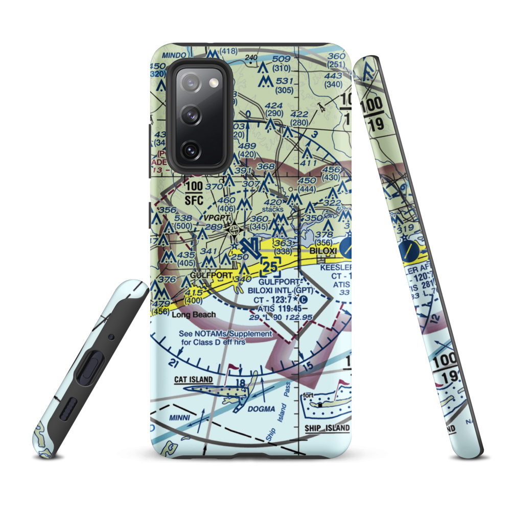 Gulfport Biloxi International Airport (GPT) VFR Sectional Samsung Phone Case Samsung Galaxy S20 FE model shown