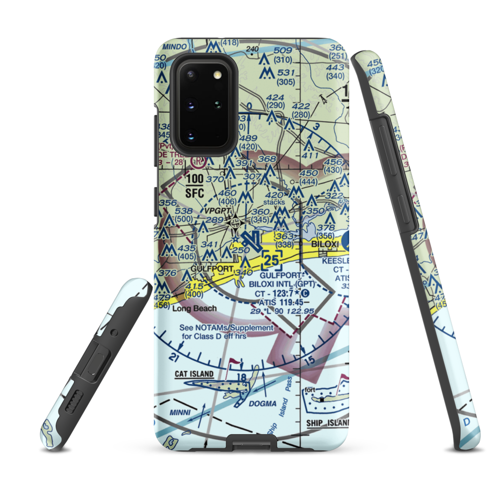 Gulfport Biloxi International Airport (GPT) VFR Sectional Samsung Phone Case Samsung Galaxy S20 Plus model shown