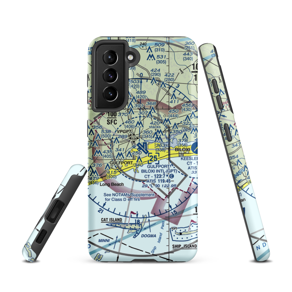 Gulfport Biloxi International Airport (GPT) VFR Sectional Samsung Phone Case Samsung Galaxy S21 model shown