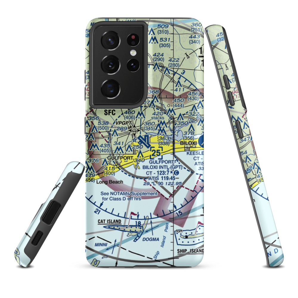 Gulfport Biloxi International Airport (GPT) VFR Sectional Samsung Phone Case Samsung Galaxy S21 Plus model shown