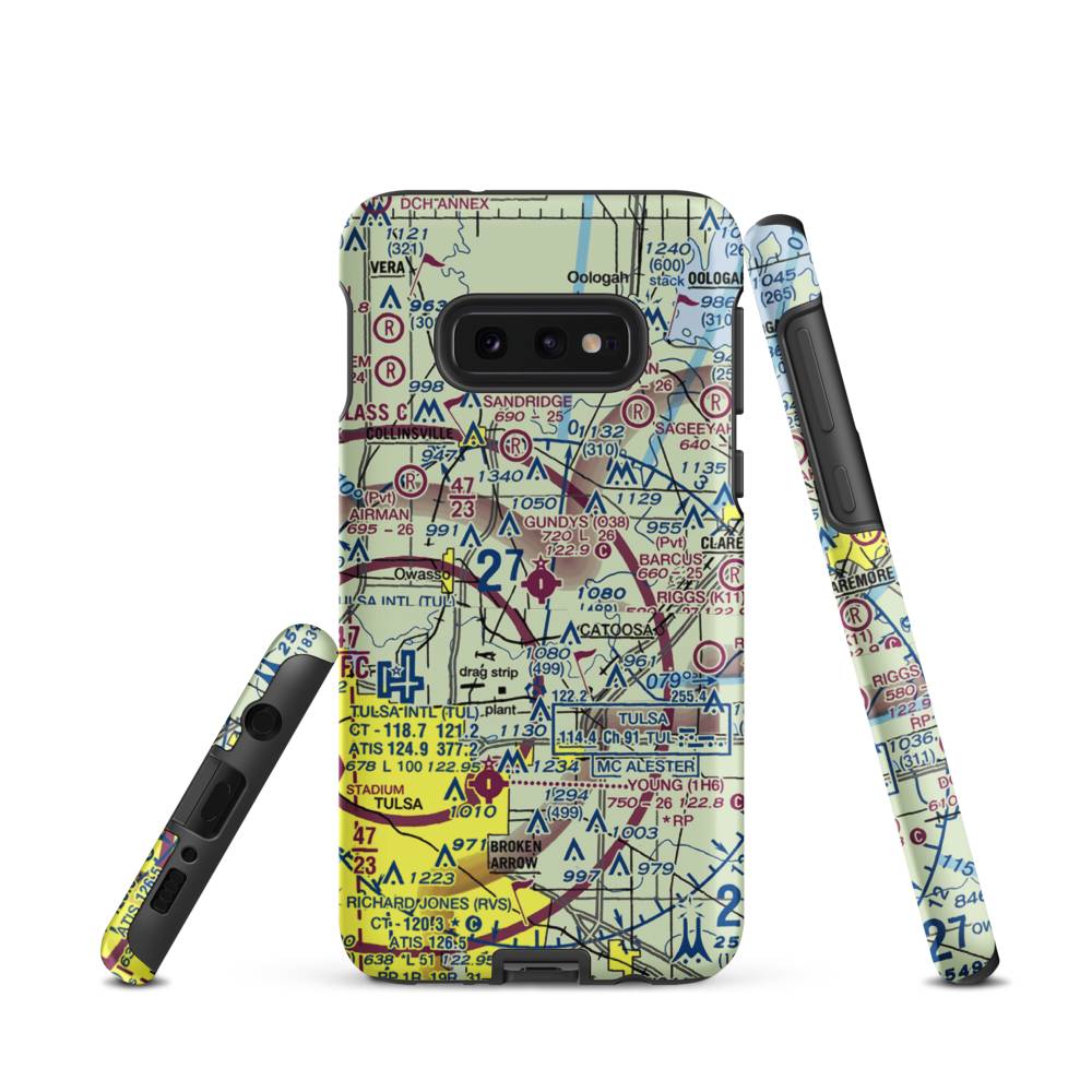 Gundys Airport (O38) VFR Sectional Samsung Phone Case Samsung Galaxy S10 Plus model shown