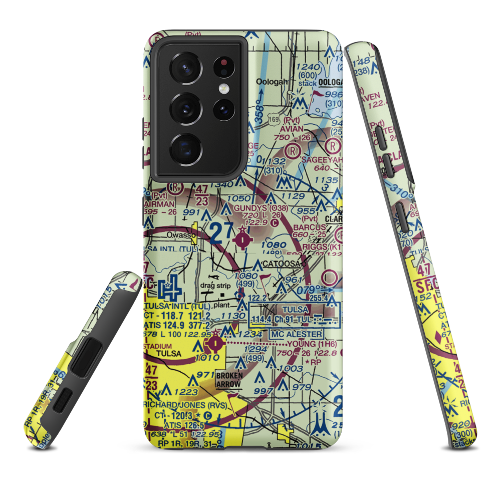 Gundys Airport (O38) VFR Sectional Samsung Phone Case Samsung Galaxy S21 Ultra model shown